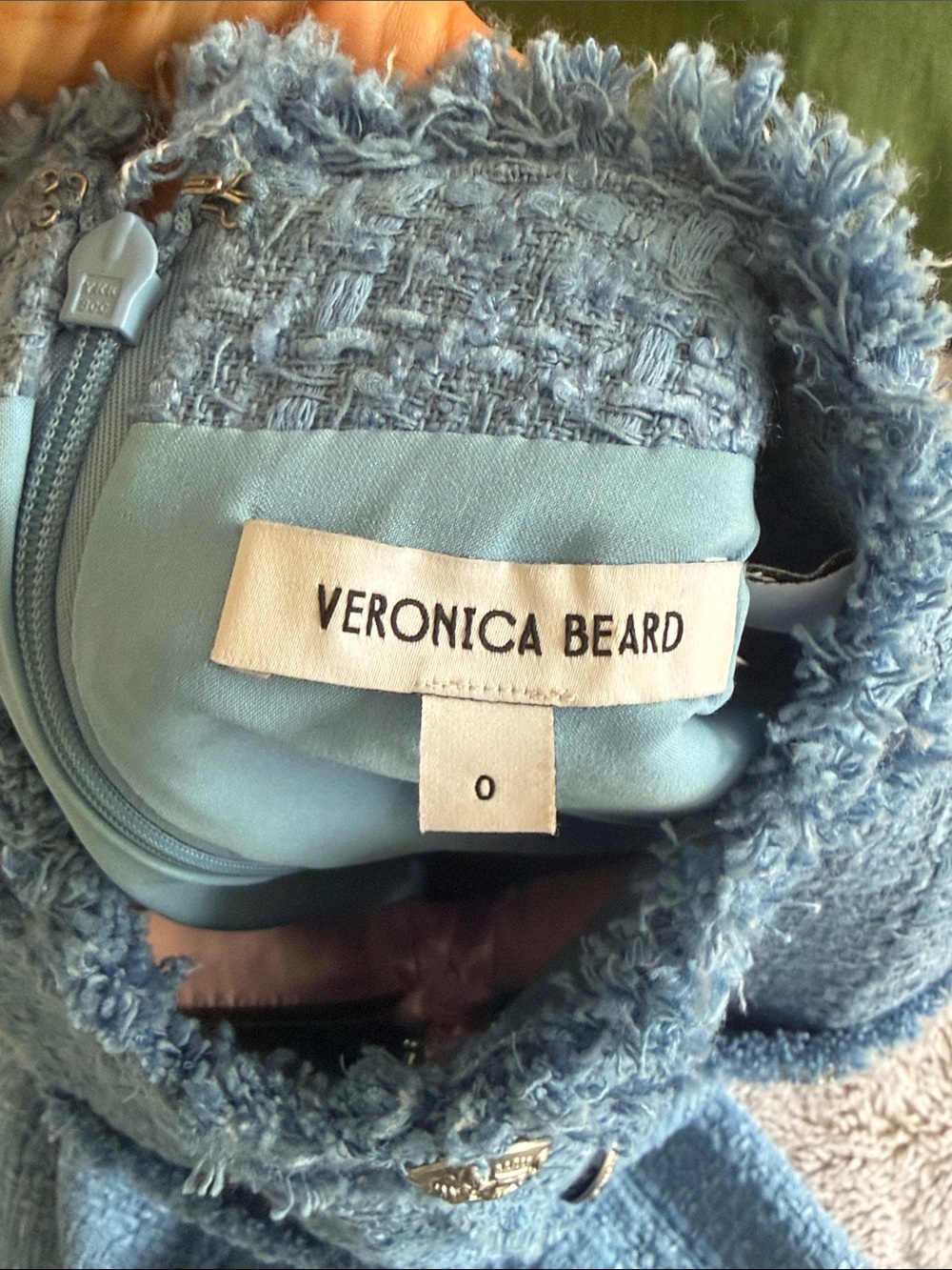 Veronica Beard Light Blue Textured Tweed Shift Dress - Picture 2 of 9